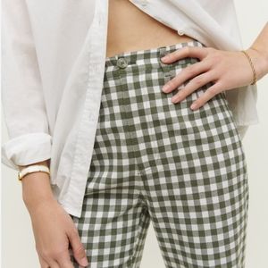 Reformation Franklin Pant in Green Check NWT PETITE